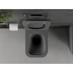 MEXEN - Madox Závěsná WC mísa Rimless včetně sedátka s slow, Duroplast, světle šedá mat 30154061