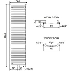 MEXEN - Ares otopný žebřík/radiátor 1800x500 mm, 820 W,černá W102-1800-500-00-70