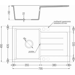 MEXEN - Bruno granitový dřez 1 s odkapávačem včetně baterie Elia, béžová 6513-69-670101-50