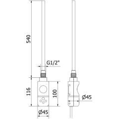 MEXEN - Ares radiátor + topná tyč  900 x 500 mm, 600 W, bílá W102-0900-500-2600-20