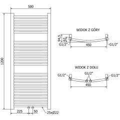 MEXEN - Ares radiátor + topná tyč 1200 x 500 mm, 600 W, zlatá W102-1200-500-2600-50