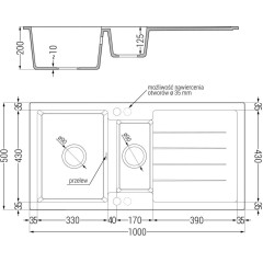 MEXEN - Andres granitový dřez s odkapávačem včetně baterie Flora, šedá 6515-71-670401-70-B