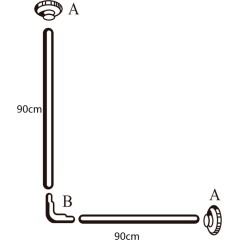 AQUALINE - Závěsová tyč rohová 90x90cm, hliník, bílá AC9090
