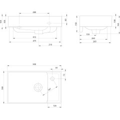 SAPHO - NUALI keramické umývátko 50x30cm, baterie vpravo, bílá TU0129