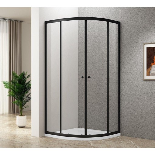 AQUALINE - ARLETA BLACK čtvrtkruhová sprchová zástěna 900x900, čiré sklo BLS900