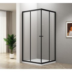 AQUALINE - AGGA BLACK čtvercová sprchová zástěna 900x900, čiré sklo BLF909