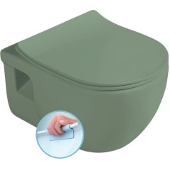 SAPHO - BRILLA závěsná WC mísa, Rimless, 36,5x53cm, zelená mat 100614-128