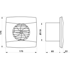 CATA - UC-12 TH koupelnový ventilátor axiální s automatem, 12W, potrubí 120, bílá 01300200