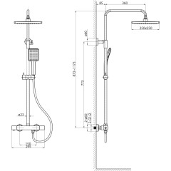 SAPHO - Sprchový sloup s termostatickou baterií, černá mat KJ639