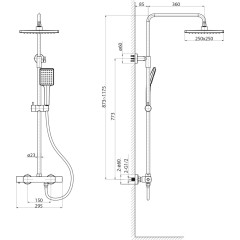 SAPHO - Sprchový sloup s termostatickou baterií, chrom KJ139