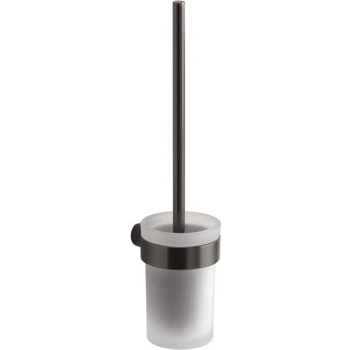 Gedy - PIRENEI WC štětka závěsná, mléčné sklo, gun metal PI330381