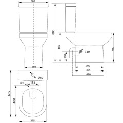 AQUALINE - VERMET WC kombi, spodní/zadní odpad, bílá VR038