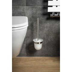 SAPHO - X-STEEL WC štětka závěsná, mléčné sklo, nerez mat XS301