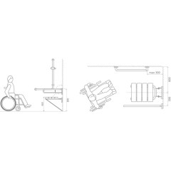 SAPHO - HANDICAP nástěnné madlo PRAVÉ 810x550, nerez lesk XH524