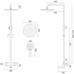 REA - Sprchový set s termostatickou baterií 150mm s výtokem Lungo zlatá kartáčovaná REA-P6604
