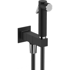 SAPHO - Nástěnný ventil s ruční bidetovou sprškou a bezpečnostní pojistkou,hranatý,černá mat SG108NE