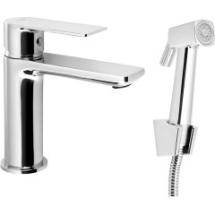 AQUALINE - Stojánková umyvadlová baterie s bidetovou sprchou, chrom SK401