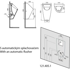 SAPHO - SCHWARN keramický urinál, zadní přívod, zadní odpad, bílá 201.701.4