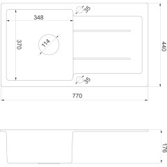 SAPHO - Granitový vestavný dřez s odkapem, 77x44cm, černá GR7204