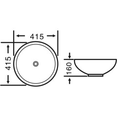 AQUALINE - Keramické umyvadlo na desku, Ø 40cm, bílá 40155