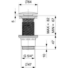 SAPHO - Umyvadlová výpust 5/4“, neuzavíratelná, velká zátka, 10-80, ABS/bílá mat CV1232WM