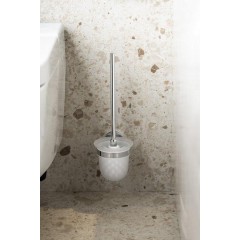 SAPHO - LARISSA WC štětka závěsná, mléčné sklo, chrom WS008