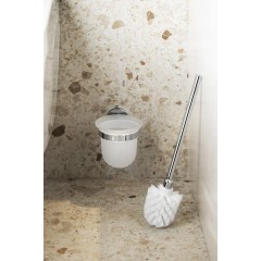 SAPHO - LARISSA WC štětka závěsná, mléčné sklo, chrom WS008
