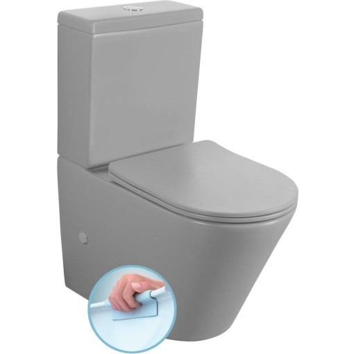 SAPHO - PACO WC kombi, Rimless, spodní/zadní odpad, šedá mat PC1012WRGR