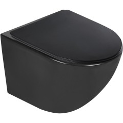 KERRA - Závěsné WC Delos BLM se sedátkem (černé polomatné) 5907548113238