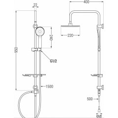 MEXEN - T40 chrom sprchový sloup 798404093-00