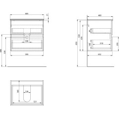 AQUALINE - PANEDA STRIP umyvadlová skříňka 59,5x55x45,2cm, dub emporio PN360