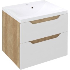 SAPHO - WAVE umyvadlová skříňka 60x65x47,8cm, bílá/dub alabama WA060-3022