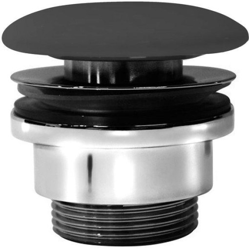 GSI umyvadlová výpust 5/4“, neuzavíratelná, keramická zátka, 5-65, černá mat PVC26