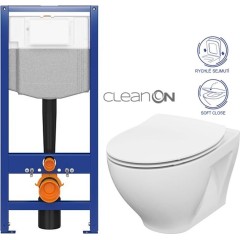 AKCE/SET - CERSANIT předstěnový instalační systém bez tlačítka + WC CERSANIT CLEANON MODUO + SEDÁTKO K97-526 X MO1