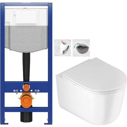 AKCE/SET - CERSANIT předstěnový instalační systém bez tlačítka + WC DEANTE Jasmin se sedátkem RIMLESS /VÍROVÉ SPLACH/ K97-526 X JA1