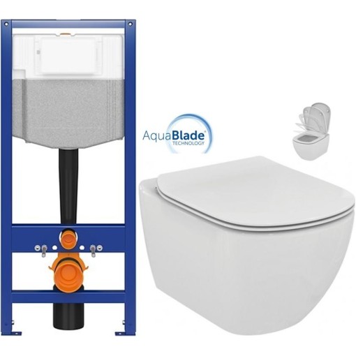 AKCE/SET - CERSANIT předstěnový instalační systém bez tlačítka + WC Ideal Standard Tesi se sedátkem SoftClose, AquaBlade  K97-526 X TE1