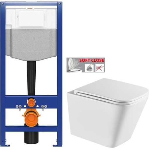 AKCE/SET - CERSANIT předstěnový instalační systém bez tlačítka + WC INVENA FLORINA /VÍROVÉ SPLACH/ WITH SOFT, včetně soft/close sedátka K97-526 X FL1