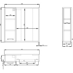 AQUALINE - ZOJA/KERAMIA FRESH STRIP galerka s LED osvětlením, 60x60x14cm, levá, bílá 45021S