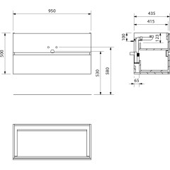 SAPHO - ODETTA umyvadlová skříňka 95x50x43,5cm, dub stříbrný DT100-1111