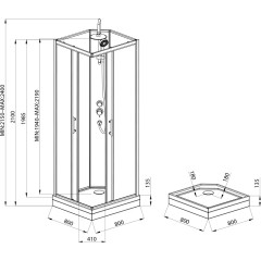 AQUALINE - GRANVIK čtvercový sprchový box 800x800x2180, čiré sklo GG80X80