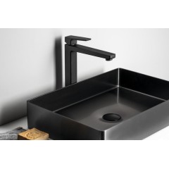 SAPHO - TURSI stojánková umyvadlová baterie vysoká, prodloužená hubice, černá mat TI007B