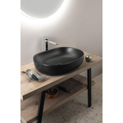 SAPHO - CALEO keramické umyvadlo na desku, 60x42cm, černá mat CA590B