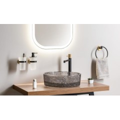 SAPHO - SOLARIS stojánková umyvadlová baterie vysoká, černá/zlato mat WD006G