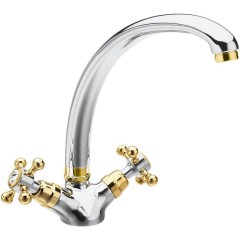 SAPHO - ANTEA stojánková dřezová baterie, výška 265, chrom/zlato 3112
