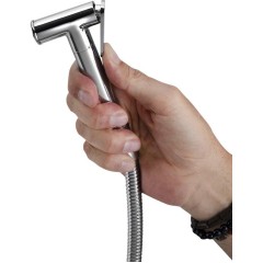 AQUALINE - Podomítková bidetová baterie se Stop sprškou, hadice 1,2m, kulatá, chrom SK302