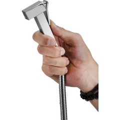 AQUALINE - Podomítková bidetová baterie se Stop sprškou, hadice 1,2m, hranatá, chrom SK301