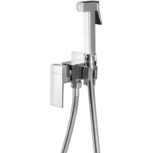 AQUALINE - Podomítková bidetová baterie se Stop sprškou, hadice 1,2m, hranatá, chrom SK301