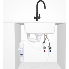 Laveo - Riveco - dřezová baterie s elastickým ramenem,, připojení k vodnímu filtru, černá BRI_B68D