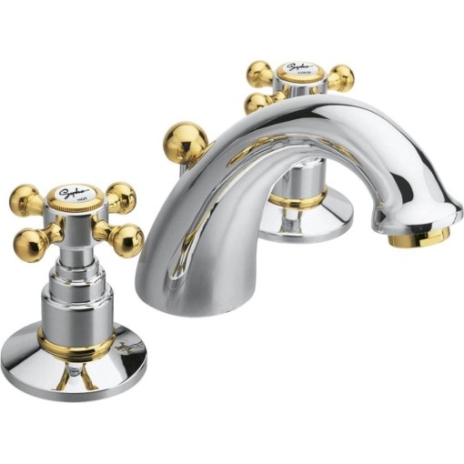 SAPHO - ANTEA tříprvková umyvadlová baterie s výpustí, chrom/zlato 3022