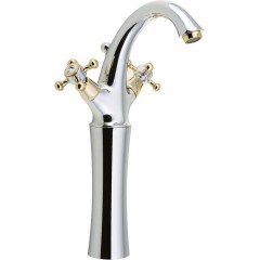 SAPHO - ANTEA stojánková umyvadlová baterie vysoká s výpustí, výška 300, chrom/zlato 3272L